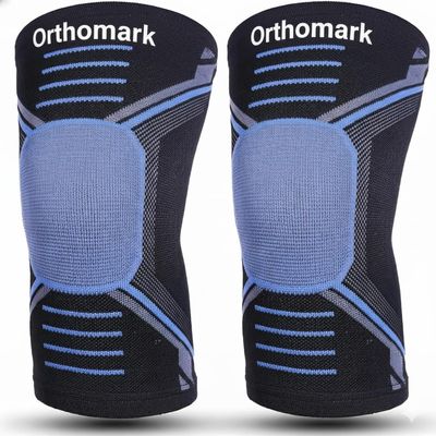 ORTHO MARK 3D Knitted Knee Support, for Men, for Gym, Knee Sleeves, Knee Braces Pair for Sports & Workout, Knee Cap, Knee Compression Knee Supporter for Exercise, Running, Cycling (3D BLUE,Large)