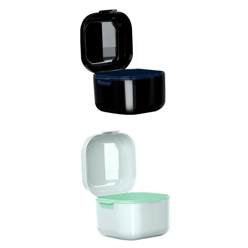 CALANDIS Denture Case w/Strainer Basket Bath Cleaning Soaking for Night Guard; | Oral Care