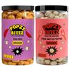 Popzy Bitez Guilt-Free Roasted Makhana | Crunchy & Healthy Snack for Anytime Munching | Delicious Cheese & Spicy Peri Peri Flavors | High Protein, Low Calorie, Gluten-Free, Vegan-Friendly Superfood Snack (70g (Per jar), Peri Peri & Pink Salt) view 1