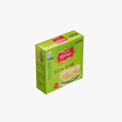 Aarush Khichiya Fresh Rice khichya | Ready to Fry & Roast papad fryums | Hexagonal Appalam Akki Happala Fryum With Tastemaker | 500GM | Ready To Fry Chawal Ke Papad Fryums papad (Flavor: Green Chilli)