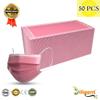 Diligent- We Care For your Life Disposable 3-Layer Protective Face Mask for Adults | Non-Woven Surgical Mask with Adjustable Nose Strip & Soft Ear Loops | High Bacterial Filtration | Pack of 50-Pink view 3