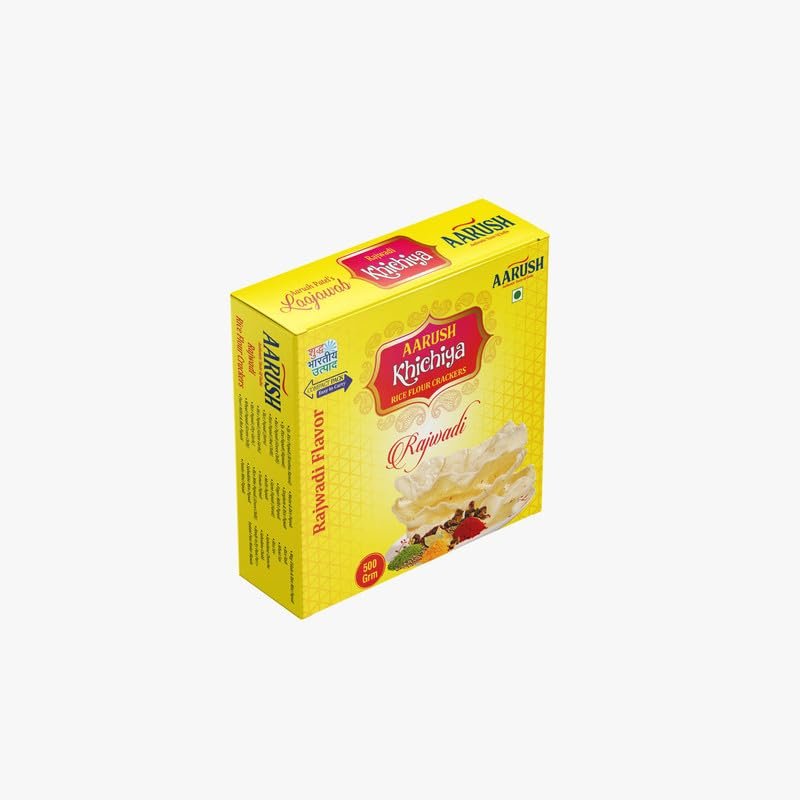 Aarush Khichiya Rice Papad Fresh Khichiya Papad | Ready to Fry & Roast papad fryums | Hexagonal Appalam Akki Happala Fryum With Tastemaker | 500GM | Ready To Fry Chawal Ke Papad Fryums papad (Flavor: Rajwadi)