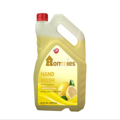 Hommies Liquid Handwash Refill Can, 5L Lemon | Kills 99% Germs, pH-Balanced, Triclosan & Paraben-Free | Rich Lather, Anti-Bacterial, Gentle on Hands | Bulk Family Pack