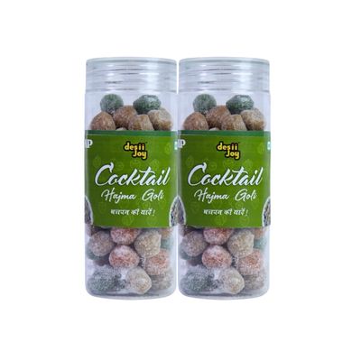 Desiijoy Cocktail Hajma Goli, Multi-Flavoured Sugar Coated Candy, 200g, Pack of 2