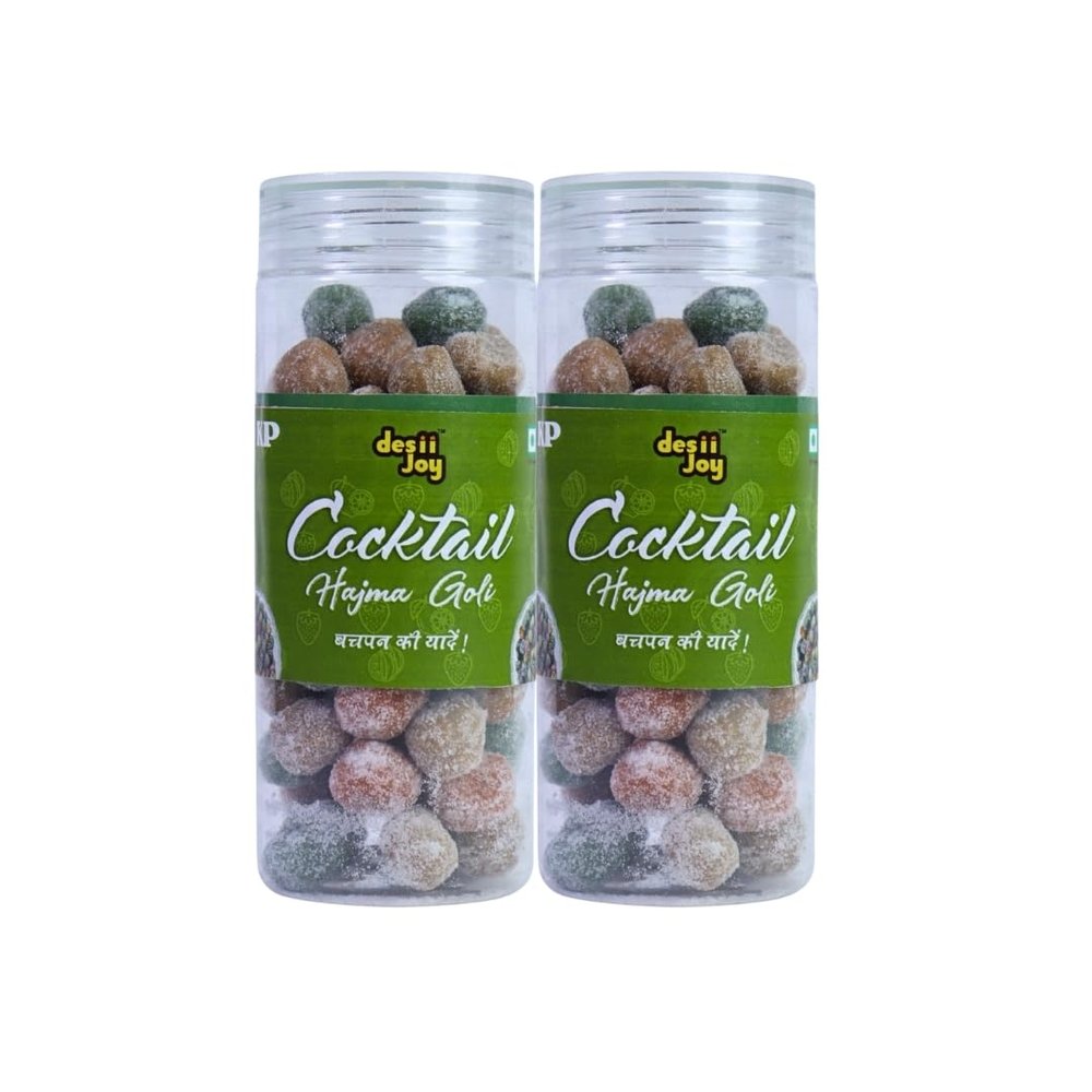 Desiijoy Cocktail Hajma Goli, Multi-Flavoured Sugar Coated Candy, 200g, Pack of 2