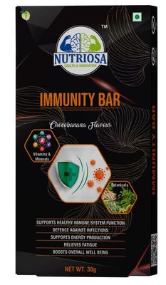 nutriosa immunity bar chocobanana | supports immune strength and daily nutrition |energising bite for fitness and daily routine s | tasty on the go wellness bar | size 30g
