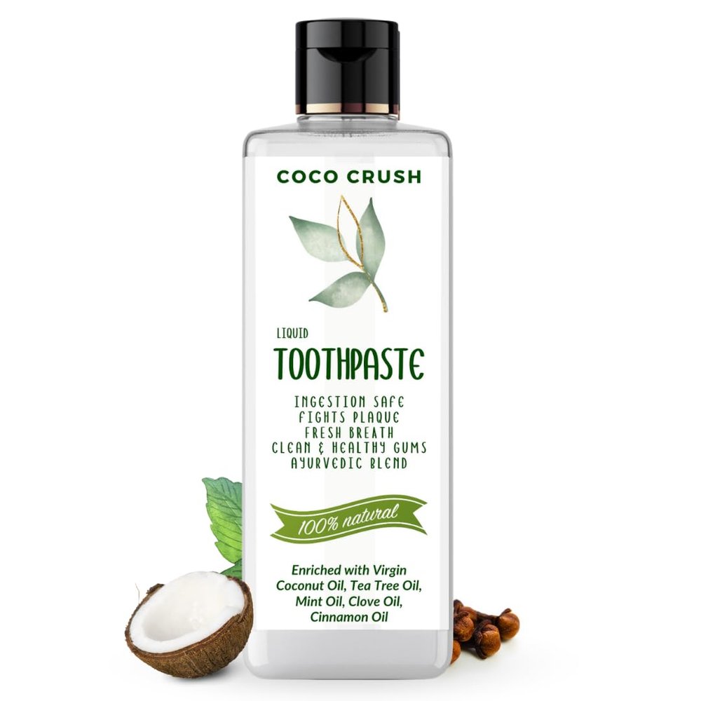 100% Natural Liquid Ayurvedic Toothpaste | Fluoride-Free Organic Oral Care with Virgin Coconut Oil, Tea Tree Oil, Peppermint, Cinnamon, & Clove | Safe for All Ages | Chemical-Free, Fresh Breath, Whitens Yellow Teeth, Enamel-Safe For Daily Use (100ML)