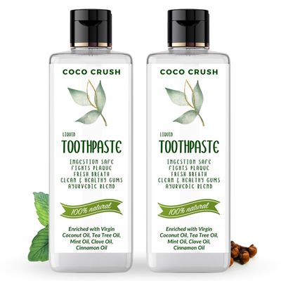 100% Natural Liquid Ayurvedic Toothpaste | Fluoride-Free Organic Oral Care with Virgin Coconut Oil, Tea Tree Oil, Peppermint, Cinnamon, & Clove | Safe for All Ages | Chemical-Free, Fresh Breath, Whitens Yellow Teeth, Enamel-Safe For Daily Use (400ML 