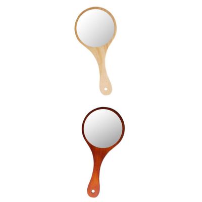 BNF 2Pcs Portable Wooden Hand Vanity Mirror with Handle for Home Travel Wood|Health & Beauty | Makeup | Makeup Tools & Accessories