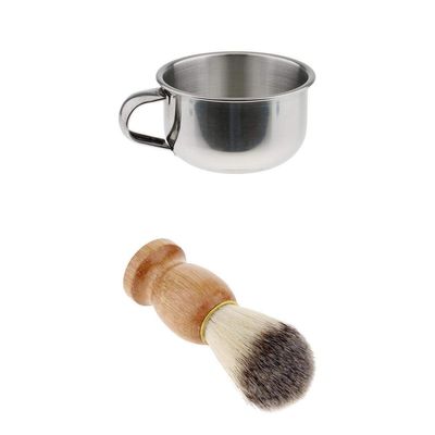 BNF Practical Mens Shaving Kit with Stainless Steel Shave Bowl & Easy-Grip Brush|Health & Beauty | Shaving & Hair Removal | Shaving Brushes & Mugs