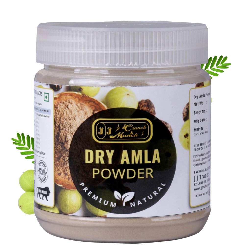 J J Crunch N Munch Pure Amla Powder Edible Dry Amla Churna for Immunity, Hair Growth, & Skin Glow | Natural Vitamin C, No Preservatives | (100 gram)