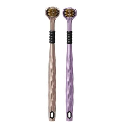 3-Sided Toothbrush | Ultra Soft Bristles for Deep Cleaning | Triple Action Manual Toothbrush | Triple Head Design for 360 Cleaning | Eco-Friendly & Gentle on Gums (PACK OF-2)