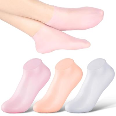 Silicone Moisturizing Gel Socks Set for dry Skin (1 Pair) socks for women & girls for winter cracked heel pain | Usefull for Dry Skin, Cracked Foot | Waterproof socks for SPA (Multi Color)