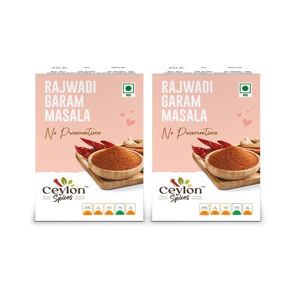 CEYLON Rajwadi Garam Masala- 100 Grams (50 gm x 2 pack), Premium Blended Spice Mix Masala for Authentic, Delicious & Flavourful Cooking, Natural ingredients, No Artificial Color & No Preservatives.