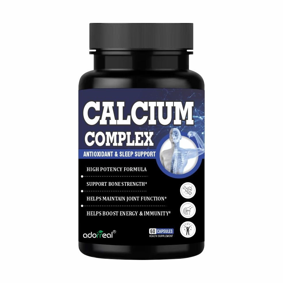 Adorreal Calcium Complex capsules with Magnesium, Vitamin D3 and Zinc| Helps boost energy and immunity 60 Capsules