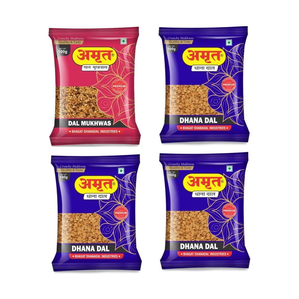 AMRUT Mukhwas Combo  Dal Mukhwas (100g) + Dhanadal (100g x 3) | Traditional Indian Digestive Mouth Freshener | After-Meal Snack | Pack of 4 | Total 400g