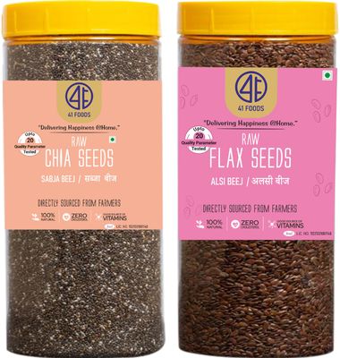41 Foods Premium Dry Fruits Combo of Chia Seeds and Flax Seeds | 1 KG (500g x 2)
