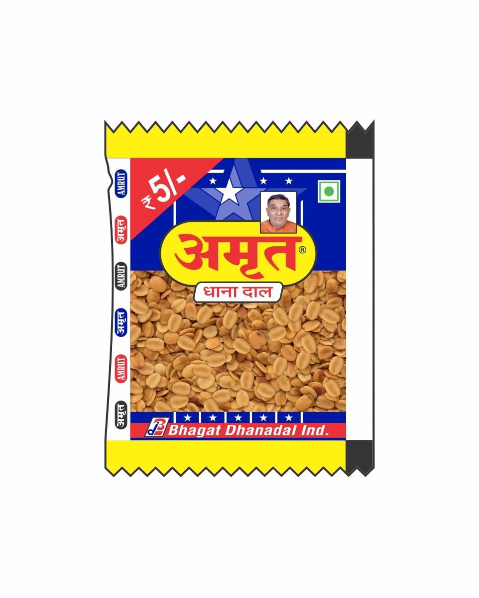 AMRUT Dhanadal Travelling Pack (12 Pouch x 4 = 48 Pouches) (Pack Of 4) | Salty Roasted Coriander Seeds | Dhana Dal | Mukhwas Mouth Freshener | Coriander Split Seeds Snack