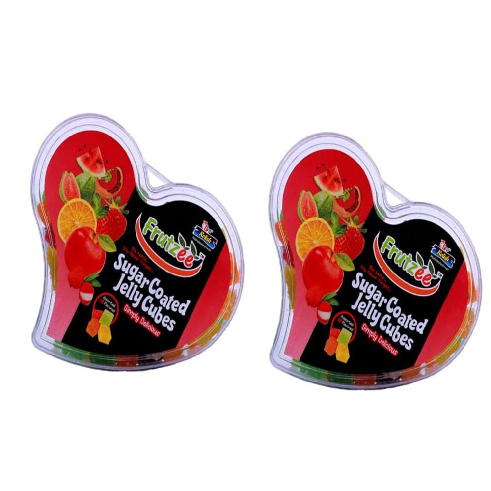 FRUTZEE Jelly Heart Sugar Candy Fruit Flavour Soft Chews 200g Pack of 2 Combo Mixed Flavours Sweet Treats for Kids and Adults Ideal for Gifting and Snacking