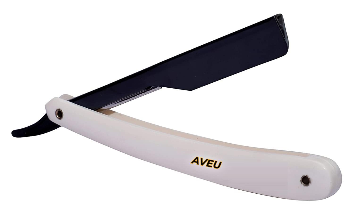 AVEU Professional Straight Razor, White Handle with Black Blade, Classic Barber Style