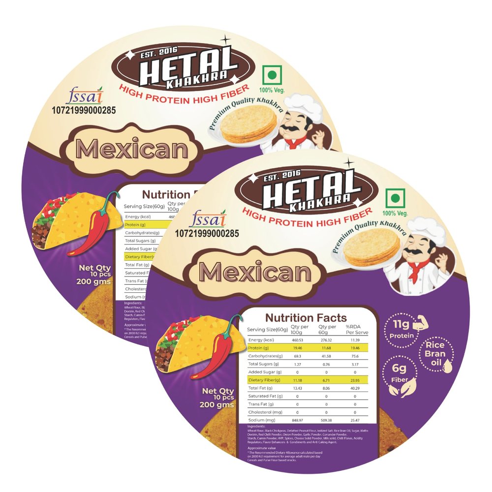 Mexican Khakhra | Classic | Crispy | Ready To Eat | High Protein High Fiber| No Palm Oil | 200g Vacuum Pack Of 2