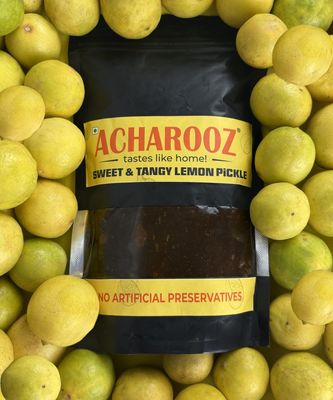 Acharooz Sweet & Tangy Lemon Aachar Authentic Lemon Aachar350g, Delightfully Sweet & Tangy Lemon Pickle Homemade with Handpicked Spices Delicious Indian Condiment, Perfect for Meals & Snacks