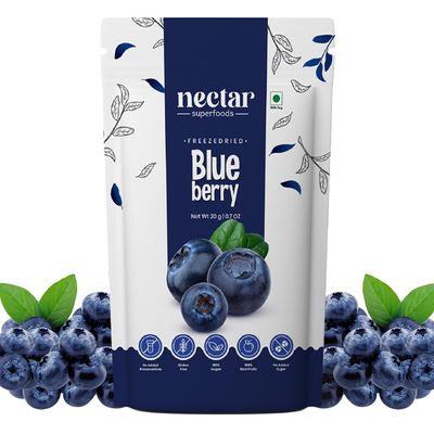 Nectar Superfoods Whole Natural Dried Blueberries 20g Pack | Healthy Snack | Antioxidant-Rich | 100% Natural, Vegan & Gluten-Free | Guilt-Free On-the-Go Snack for Kids & Adults (Pack of 1)