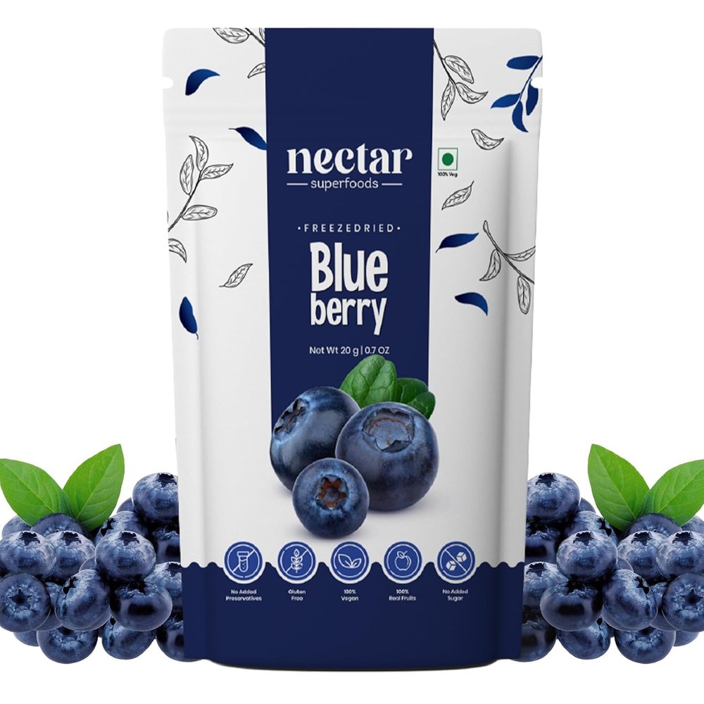 Nectar Superfoods Whole Natural Dried Blueberries  20g Pack | Healthy Snack | Antioxidant-Rich | 100% Natural, Vegan & Gluten-Free | Guilt-Free On-the-Go Snack for Kids & Adults (Pack of 1)