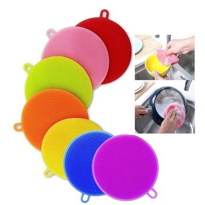 ATOOZED 5 Pcs Silicone Wash Scrubber Premium Kitchen Accessories Items Non Scratch Dish Wash Cloth Scrub for Utensils Cleaning Supplies Vegetable Cleaner Perfect Home Cleaning Accessories