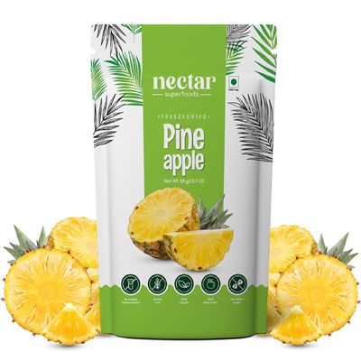 Nectar Superfoods Freeze-Dried Pineapple | 100% Natural Fruit Snack | No Added Sugar or Preservatives | Healthy Vegan & Gluten-Free Snack for Kids & Adults | 20g Single Pouch