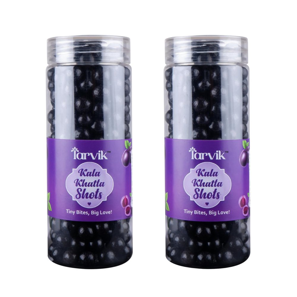 Kala Khatta Shots  Tangy & Sweet Jamun Flavored Candy | Indian Chatpata Taste | Mouth-Watering Treat for All Ages | Digestive Candy | After-Meal Snack | Sweet & Sour Delight (250 g) (Pack Of 2)