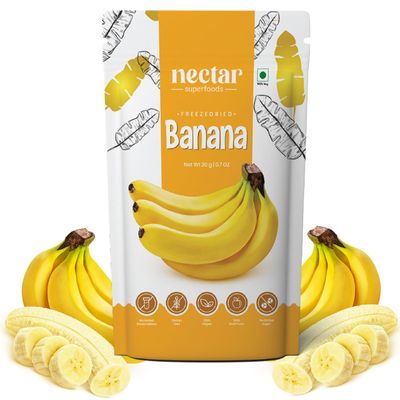 Nectar Superfoods Freeze-Dried Banana | 100% Natural Fruit Snack | No Added Sugar or Preservatives | Healthy Vegan & Gluten-Free Snack for Kids & Adults | 20g Single Pouch