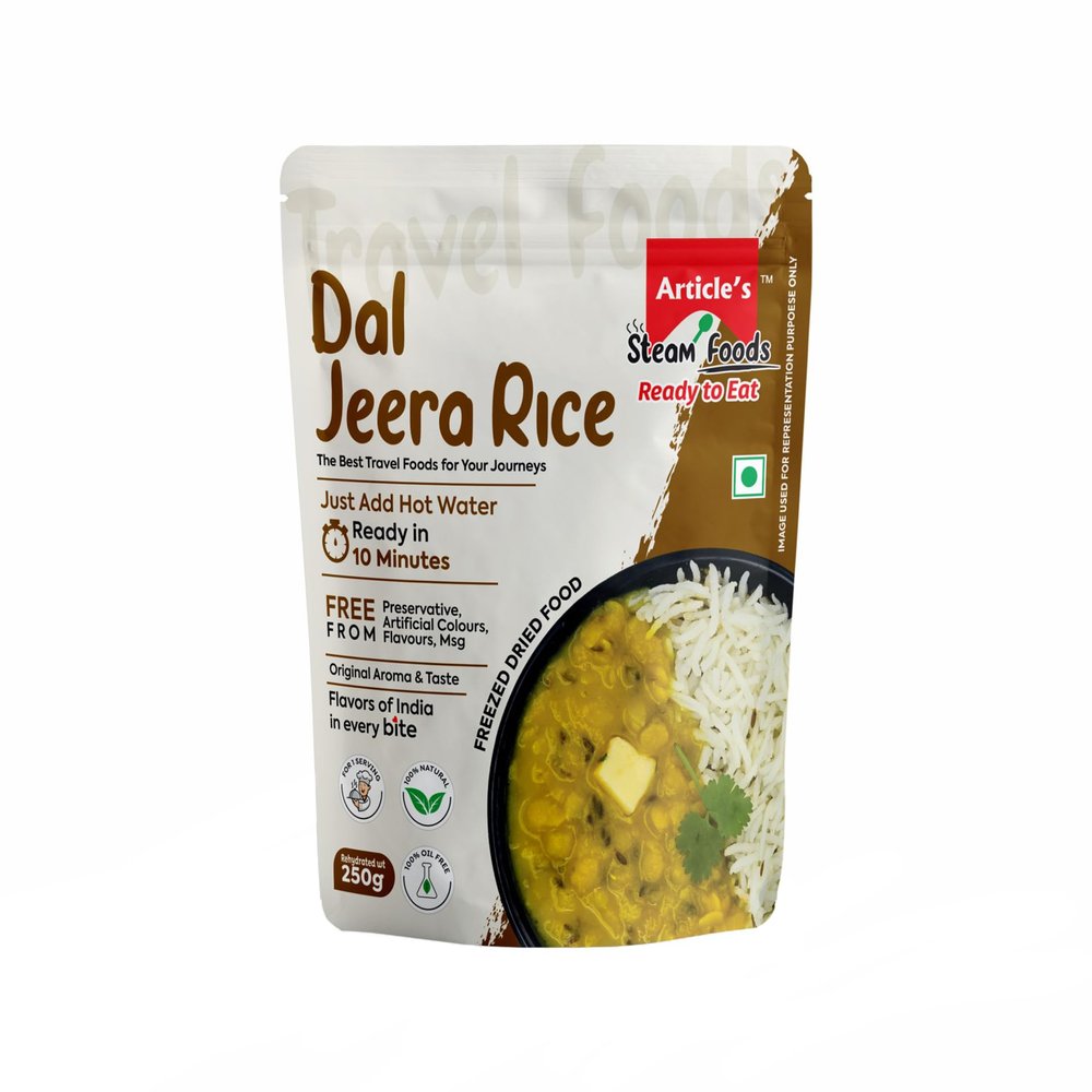 Articles Steam Foods Dal Jeera Rice | Ready to Eat | Freeze-Dried Travel Food | Just Add Hot Water | 250g