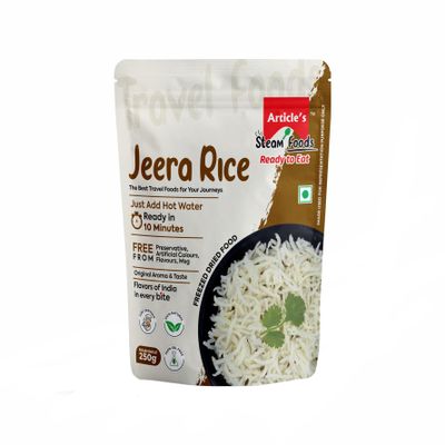 Article's Steam Foods Jeera Rice Ready to Eat (250g) | Instant Travel Meal | Just Add Hot Water | No Preservatives | Freeze Dried Food