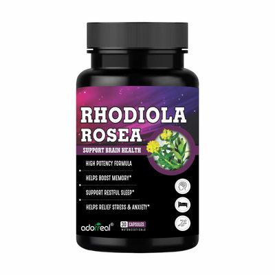 Adorreal Sports Range Rhodiola Rosea 60 Capsules, Support Brain Health, Boost Memory, Restful Sleep, Relief Stress and Anxiety
