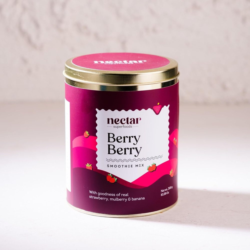 Nectar Superfoods Berry Smoothie Freeze-Dried Mix 300g | Strawberry, Mulberry & Banana | 100% Natural Fruit Powder | No Added Sugar | Vegan & Gluten-Free | 20 Servings Ready-to-Make Smoothie