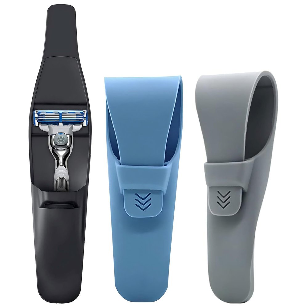 3PCS Razor Case Portable Silicone Razor Holder Case Compatible with Gillette Razor,Viniso Soft Shaver Cover Bag Waterproof Travel Razor Carrying Case for Manual Razor