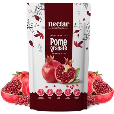 Nectar Superfoods Freeze-Dried Anardana (Pomegranate) | 100% Natural Dried Fruit | Sweet & Tangy Snack | No Added Sugar or Preservatives | Healthy Vegan & Gluten-Free | 20g Single Pack