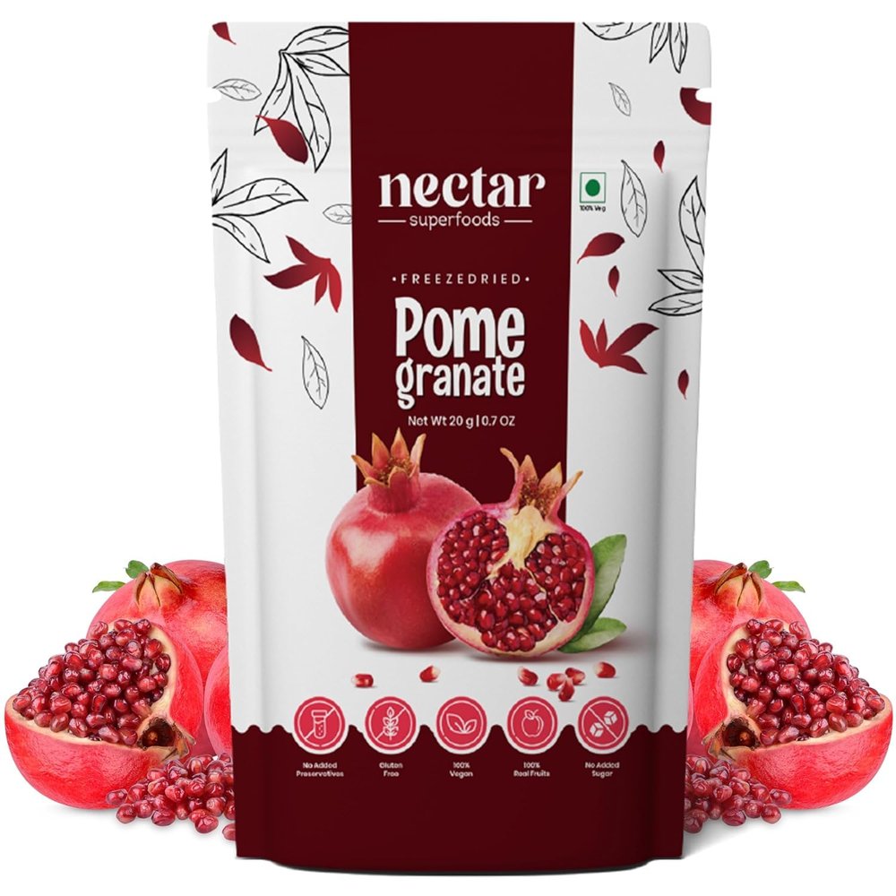 Nectar Superfoods Freeze-Dried Anardana (Pomegranate) | 100% Natural Dried Fruit | Sweet & Tangy Snack | No Added Sugar or Preservatives | Healthy Vegan & Gluten-Free | 20g Single Pack