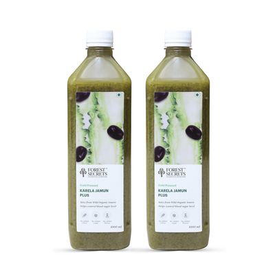 Forest Secrets Juice 1000 ml | Natural Ayurvedic Tonic for Immunity, Better Digestion and Glowing Skin | Pack of 1 & Pack 2 (Pack of 2, Karela Jamun)