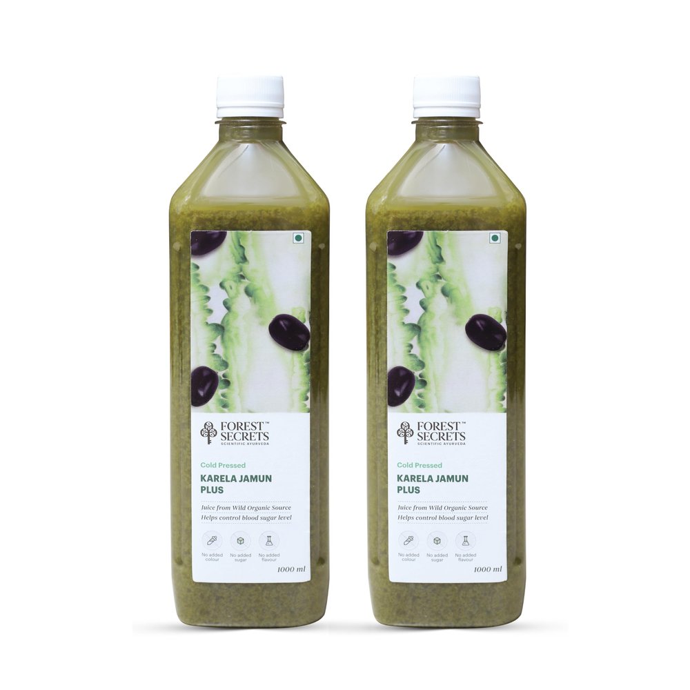 Forest Secrets Juice 1000 ml | Natural Ayurvedic Tonic for Immunity, Better Digestion and Glowing Skin | Pack of 1 & Pack 2 (Pack of 2, Karela Jamun)