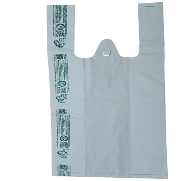 Pocheon 100 Pcs Compostable & Biodegradable Carry Bags For Grocery Daily Needs For Shopes And Home- White Colour For Home And Restraunt Usage (16 x 20 Inch (Large))