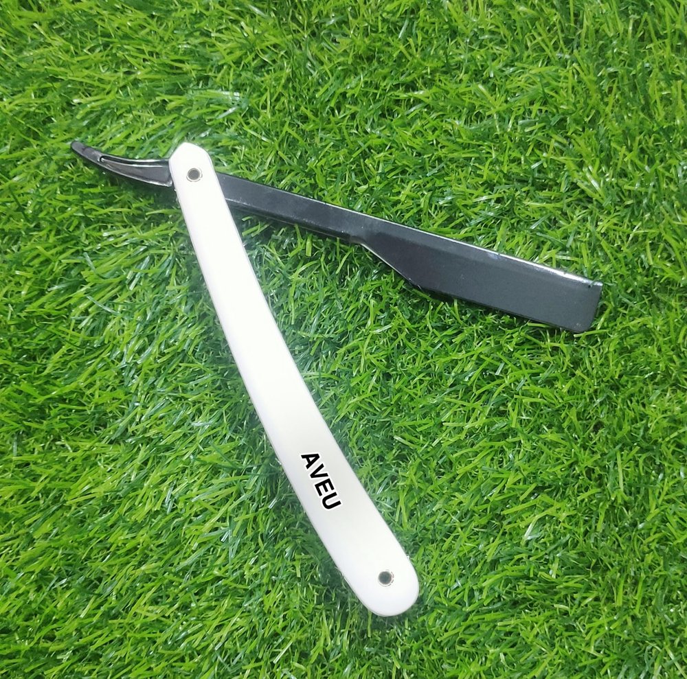AVEU Professional Straight Edge Barber Shaving Razor, White and Black