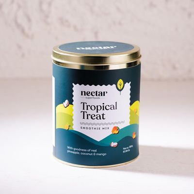 Nectar Superfoods Freeze-Dried TROPICAL TREAT Smoothie Mix Powder 20 Servings | 300g Pack | Mango, Pineapple & Coconut | Natural Fruits & Veggies | No Sugar, No Preservatives | Vegan & Gluten-Free