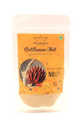ARAV ORGANICS Red Banana Malt | Natural Health Drink Mix for Boosts Immunity | Chemical Free & Preservatives Free | Instant Vegan & Gluten-Free | Ready-to-Mix Beverage for Kids & Adults (250g)