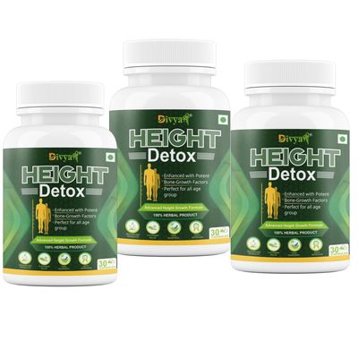 Divya Shree Height Detox Capsule For Bone Growth Factors, Perfect All Age Group (90Capsules) Pack of 3