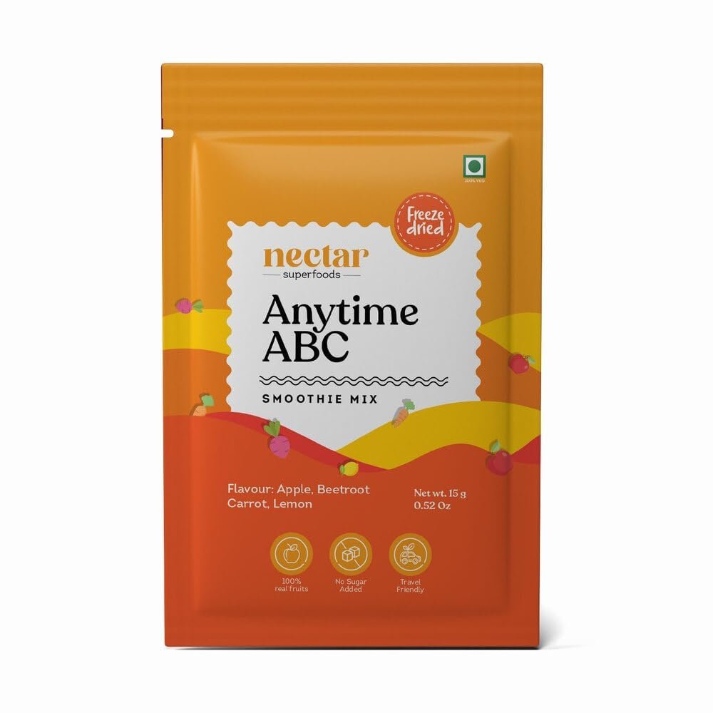 Nectar Superfoods Anytime ABC Smoothie Powder | Apple, Beetroot, Carrot & Lemon | 100% Natural & Vegan | No Added Sugar | Nutritious Fruit & Veg Blend | 15g Sachet