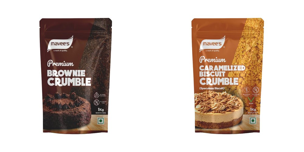 Brownie & Caramelised Crumble - Premium Toppings for Cakes | Ice Creams | Donuts | Baking Crumble Solutions | 1Kg (Pack of 2)
