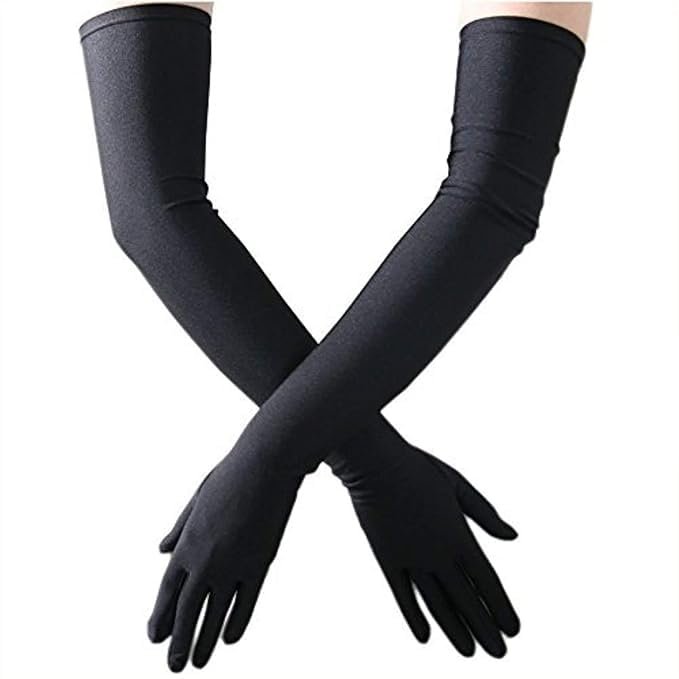 GIRLYZ ATTIRE Arms Sleeves Protective Summer Gloves Sun Burn Protection Hand Arm Skin Gloves for Girl's and Women's (Pair Of 1) (Black Full Hand)