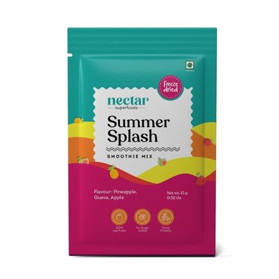 Nectar Superfoods Summer Splash Smoothie Powder 15g Pineapple, Guava & Apple, 100% Natural Fruit Blend, Vegan, No Added Sugar, Instant Smoothie & Milkshake Mix